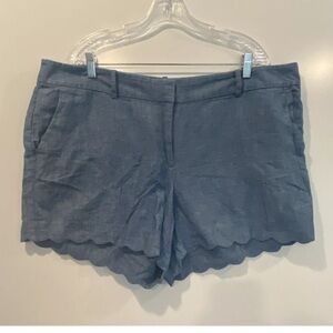 Ann Taylor LOFT The Riviera Linen Blend Scalloped Hem Shorts Womens 18 (1130)‎